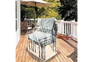 LAMINET Crystal Clear Heavy-Duty Waterproof Plastic Outdoor Furniture Cover - Hi-Back/Stacked Chairs Cover - 3 Season Protection - Keep Rain, Snow & Debris Off! Premium Protection at Economy Price!