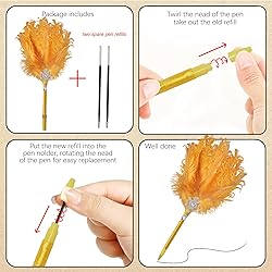 CROWN GUIDE Luxury Feather Quill Pen with Shiny