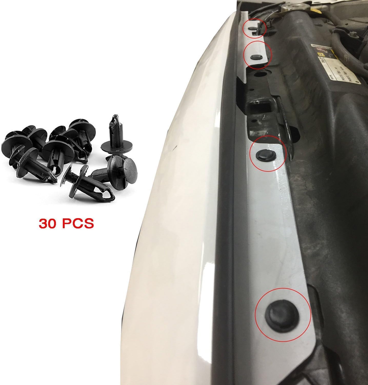 Front Grille Bumper Push Fasteners Rivet Clips Expansion Screws Replacement Kit for 07-18 Jeep Wrangler & Wrangler Unlimited JK - 30PCS