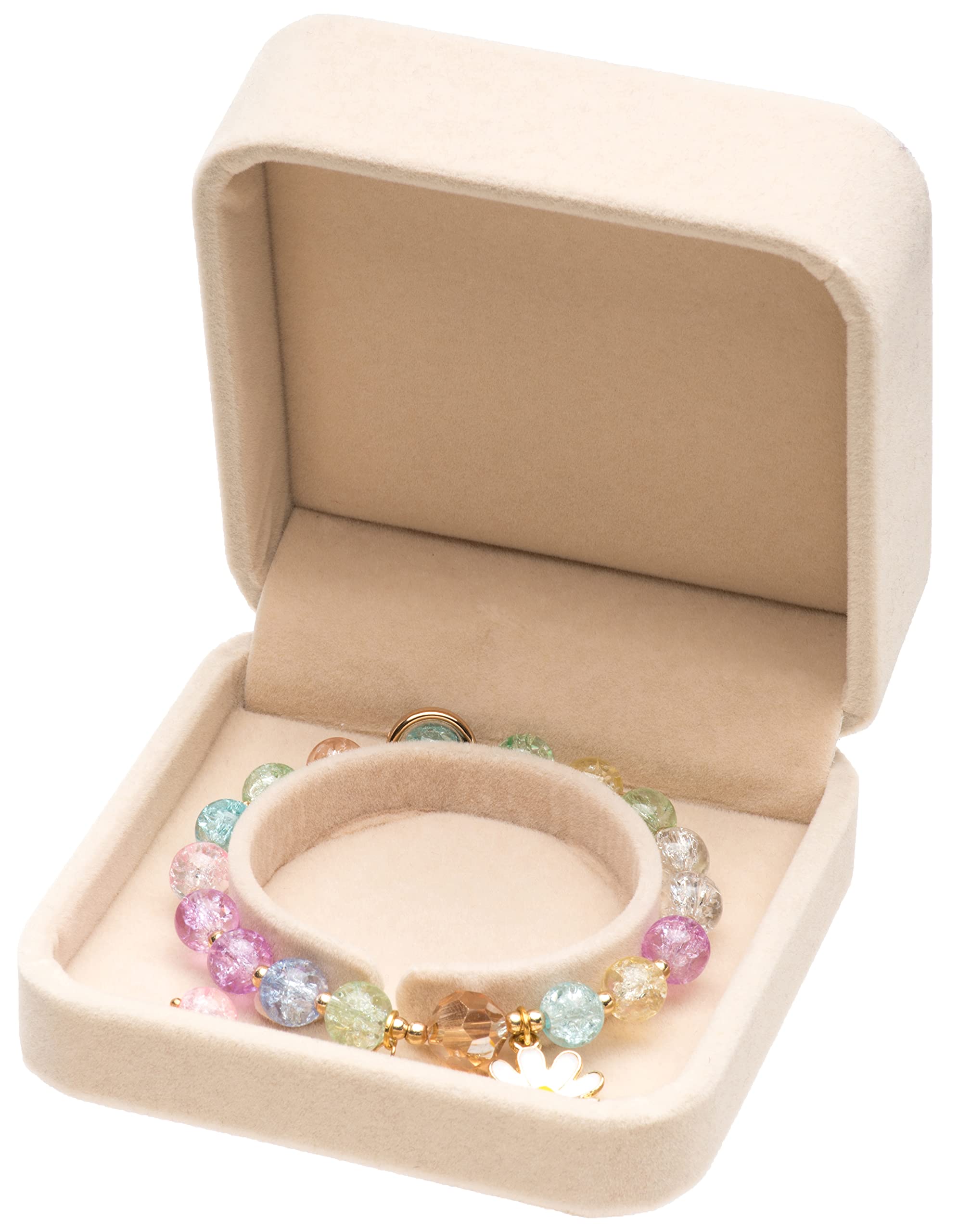 POKOFO Velvet Bracelet Gift Boxes Bangle Display Jewelry Box Storage Case Organizer Holder (Beige)