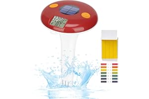 GIDIGI Floating Digital Salinity Tester with ATC,Solar Powered Salt&Temp Level Monitor with pH Strips,Pool Salt Meter Solar Powered Temperature & Salinity Tester for Saltwater Aquarium Pool Spa Hot Tub Pond