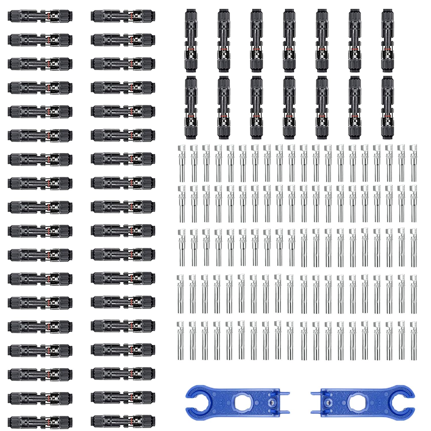 SolaMr 50 Pairs Solar Panel Cable Connectors IP67 Waterproof Male/Female Solar Panel Connectors with Spanners
