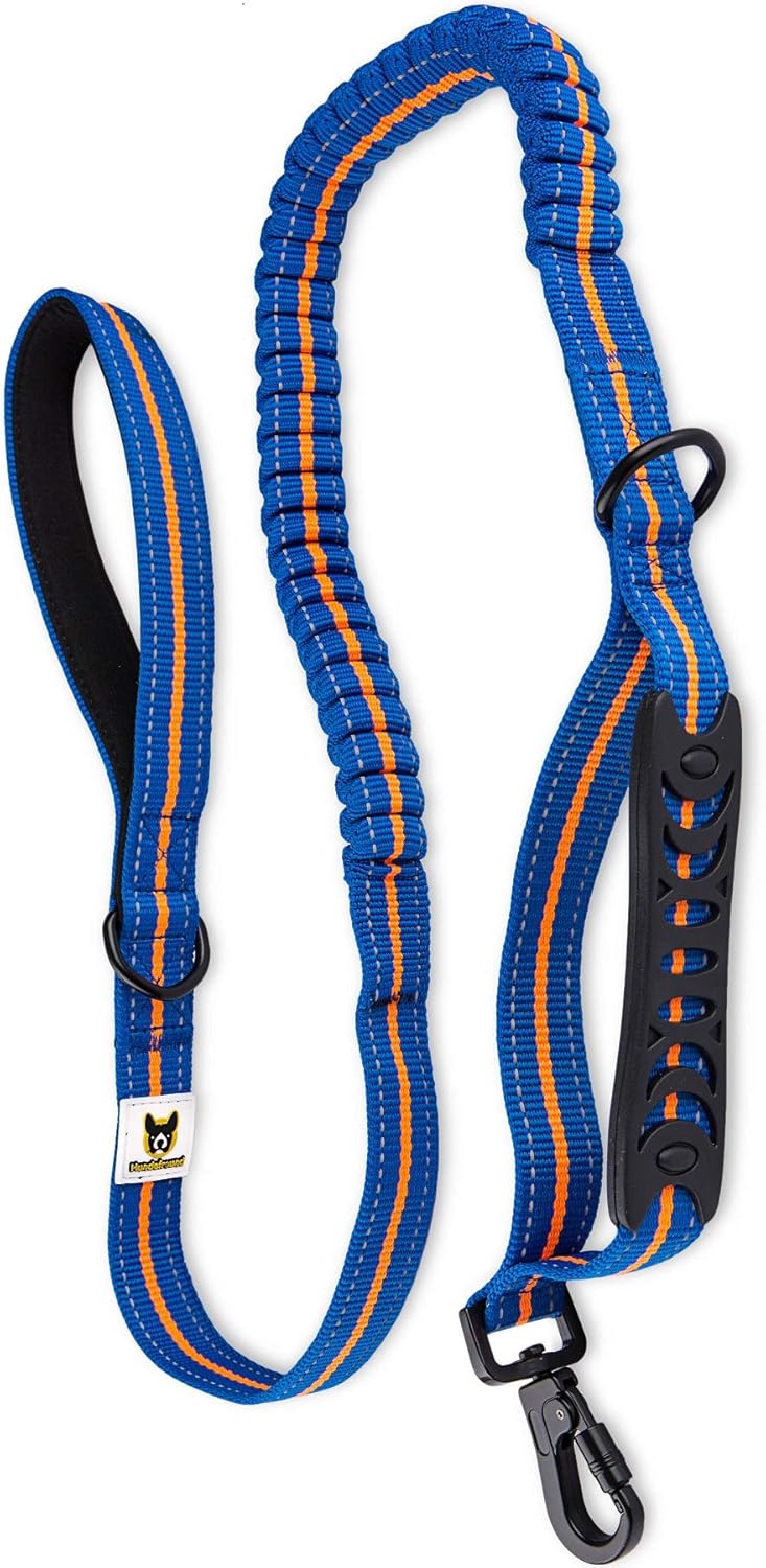 Elastic Dog Lead 4 Foot (120 cm) Blue-Orange with Shock Absorber, Blue/Orange, 1.2 meters