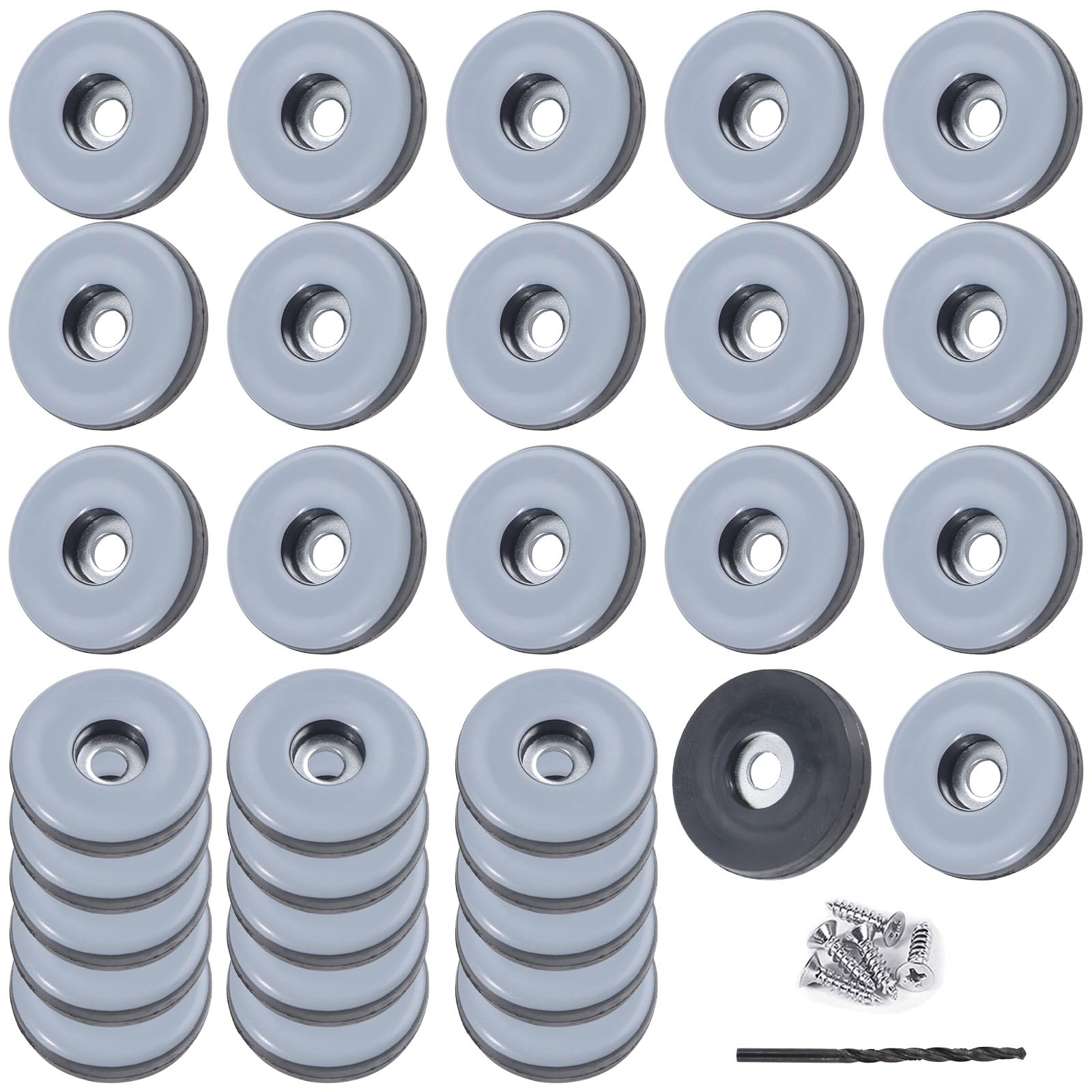 TXErfolg 32 Pieces Furniture Sliders 25mm Screw On Teflon Feet (Round | Black) Teflon Base Gliders Teflon Moving Sliders with Stainless Screw and Drilling Feet Protector for Tiled Hardwood Floors