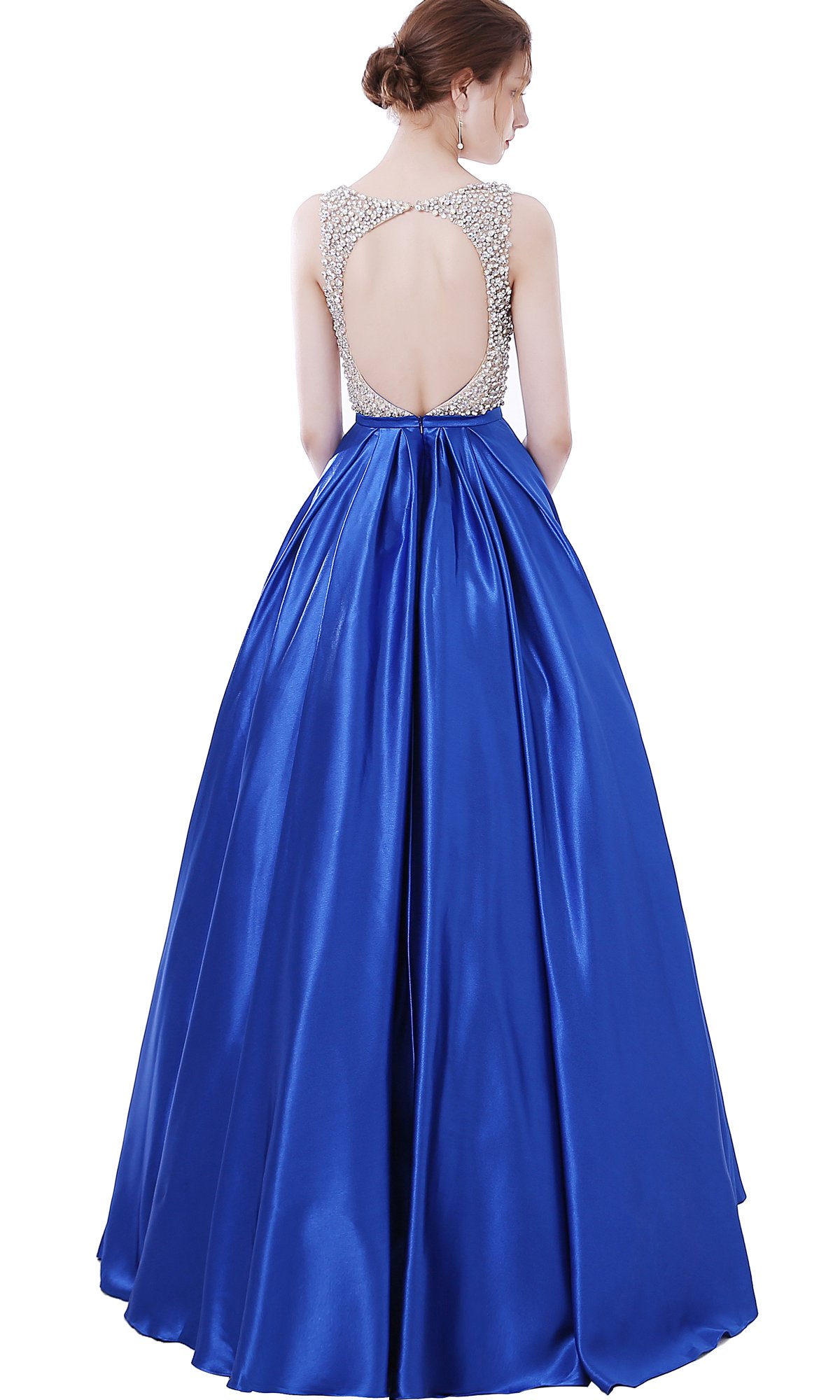 MEILISAY Meilishuo Women's DeepV Sparkly Beaded Prom Dress