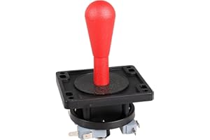 EG STARTS American Style Arcade Competition 2Pin Bat Joystick Switchable from 8 Ways Operation, Elliptical Handle, Precision 8-Way 0.187" (4.8mm) Terminal (Red)