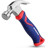 WORKPRO 8 oz Claw Hammer, Small Hammer with Fiberglass Handle | Forged Hardened Steel Head with Smooth Face, Fiberglass Handle with Non-Slip Grip &amp; Shock Absorption, All Purpose Mini Hammer