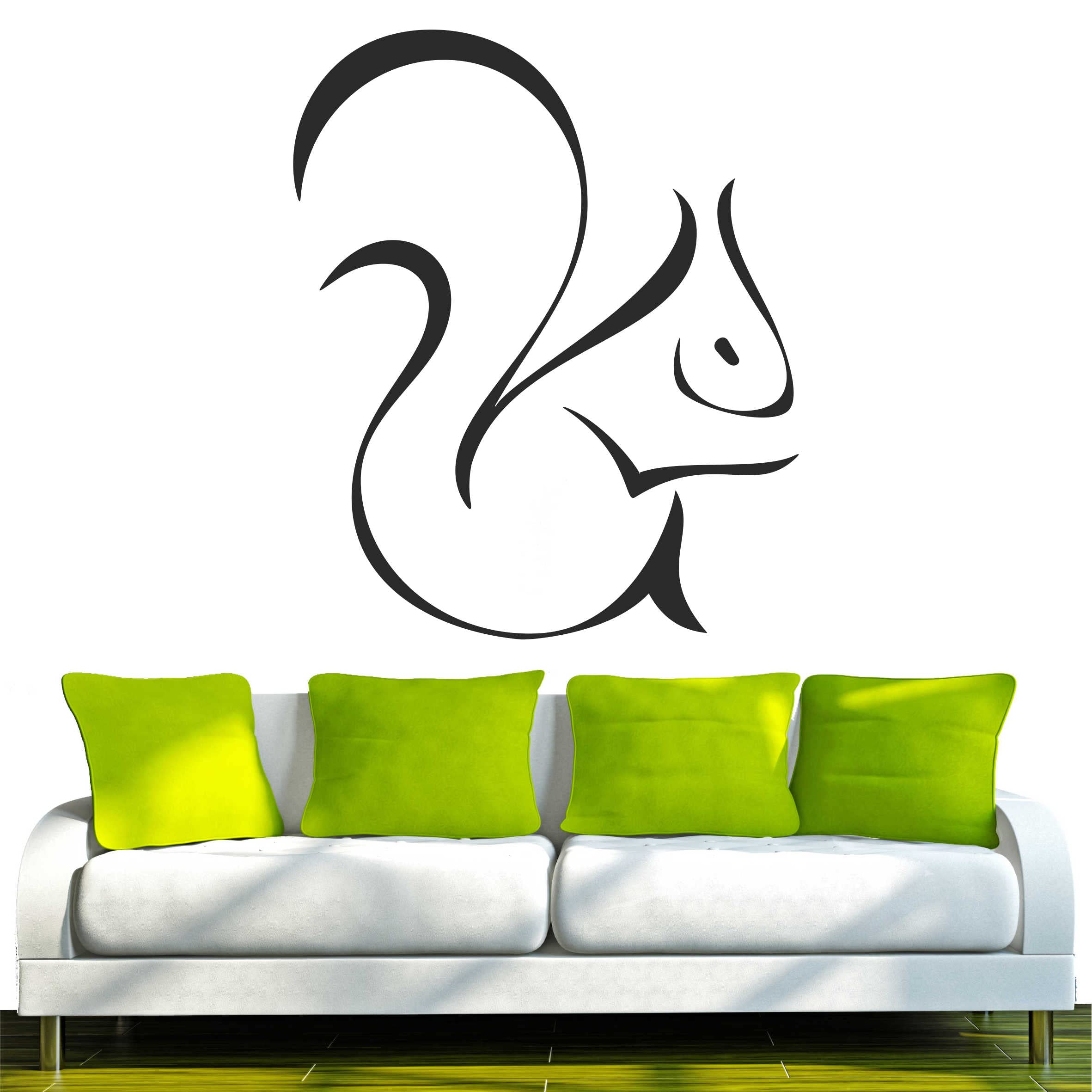 INDIGOS Wall Sticker d283 Cute Squirrel Tribal 80 x 66 cm Black, Vinyl, 80 x 66 x 1 cm