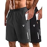 FIONECA 2 Pack Mens Athletic Shorts Quick Dry 7 Inch Running Shorts Breathable Mesh Gym Workout Shorts with Zipper Pockets