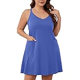 COOTRY Women's Plus Size Athletic Dress Summer Tennis Workout Mini Romper Dress Vacation Beach Outfits Built in Shorts