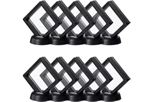 Black 3D Floating Frame, Uceoo 10 Pack 2.75×2.75×0.8”/70X70X20mm Challenge Coin Holder Coin Floating Display with 10 Bases for Coin Medallions Specimen Jewelry