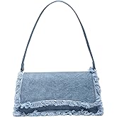 Verdusa Women's Flap Shoulder Bags Denim Handbags Underarm Satchel Handbag