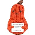 MUCOOS Positive Crochet Pumpkin Gifts, Crocheted Emotional Support Fruit, Soft Wool Knitting Toy Decoration Encouragement Support for Birthday Gifts Room Decor