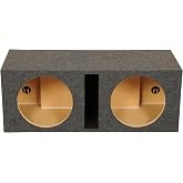Q Power QBASS15 Dual 15-Inch Vented MDF Subwoofer Box | Charcoal Finish, 4.6 Cu Ft Airspace, 5/8-Inch Construction, with Terminal Cup Connectors