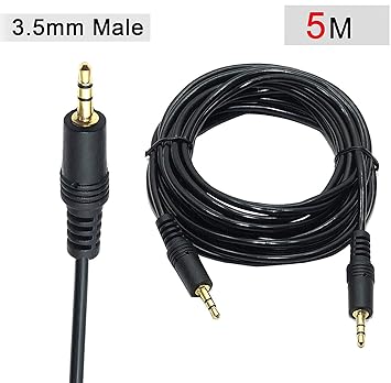 DAHSHA 3.5mm Male to Male Stereo Audio AUX Cable for Car/Home Stereos and More(Black) (5 M)