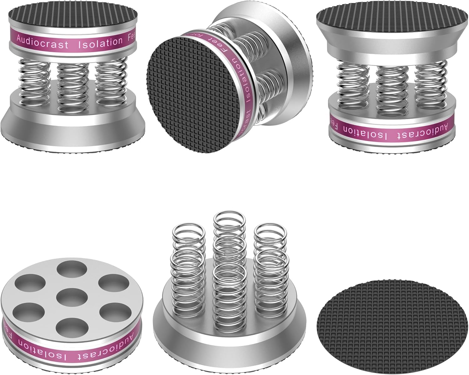 Tertullus 4 Pcs Spring Speaker Isolation Feet Turntable Feet For Hifi Devices Amplifier Turntable Dac Recorder Cd (Silver)