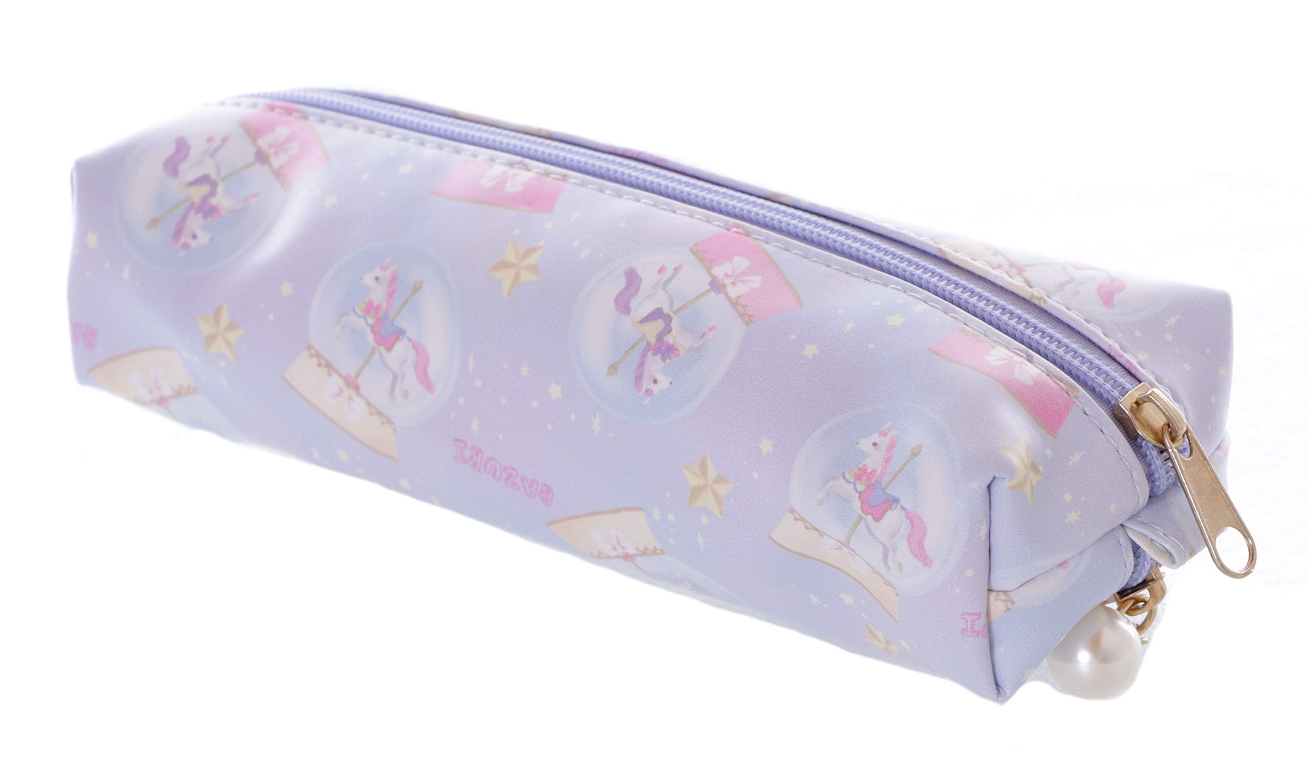 LB-2016-1 Purple Pastel Snow Globe Carousel Horse Pencil Case Cosmetic Bag Kawaii