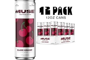 My Muse Inspired Soda™ – Low Sugar, Low Calorie, Inspired Soda Enhanced with Adaptogens, Antioxidants, Vitamins, and Electrolytes – 12 Pack 12oz Cans, (Black Cherry)