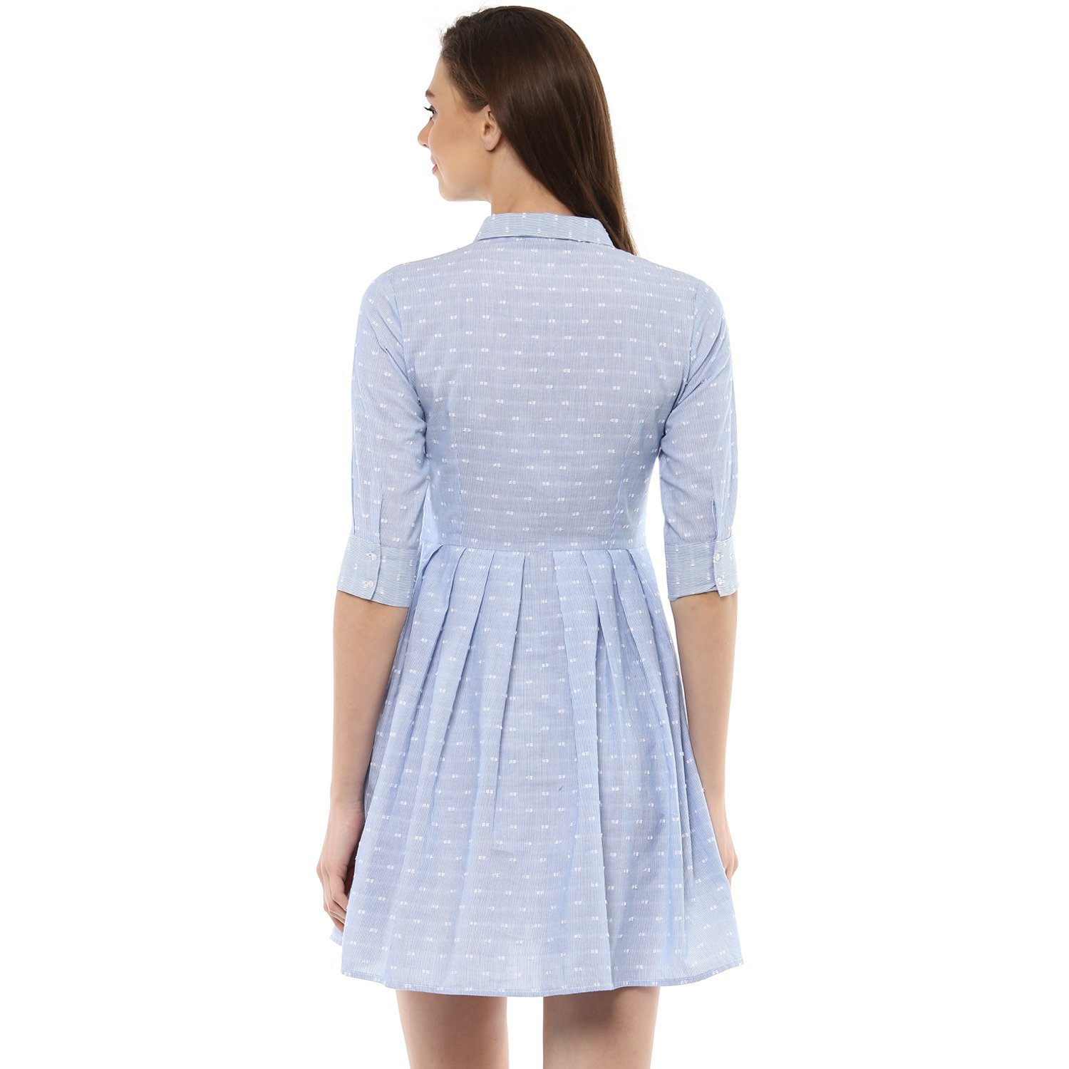 street9 women's cotton collar dress (light blue)