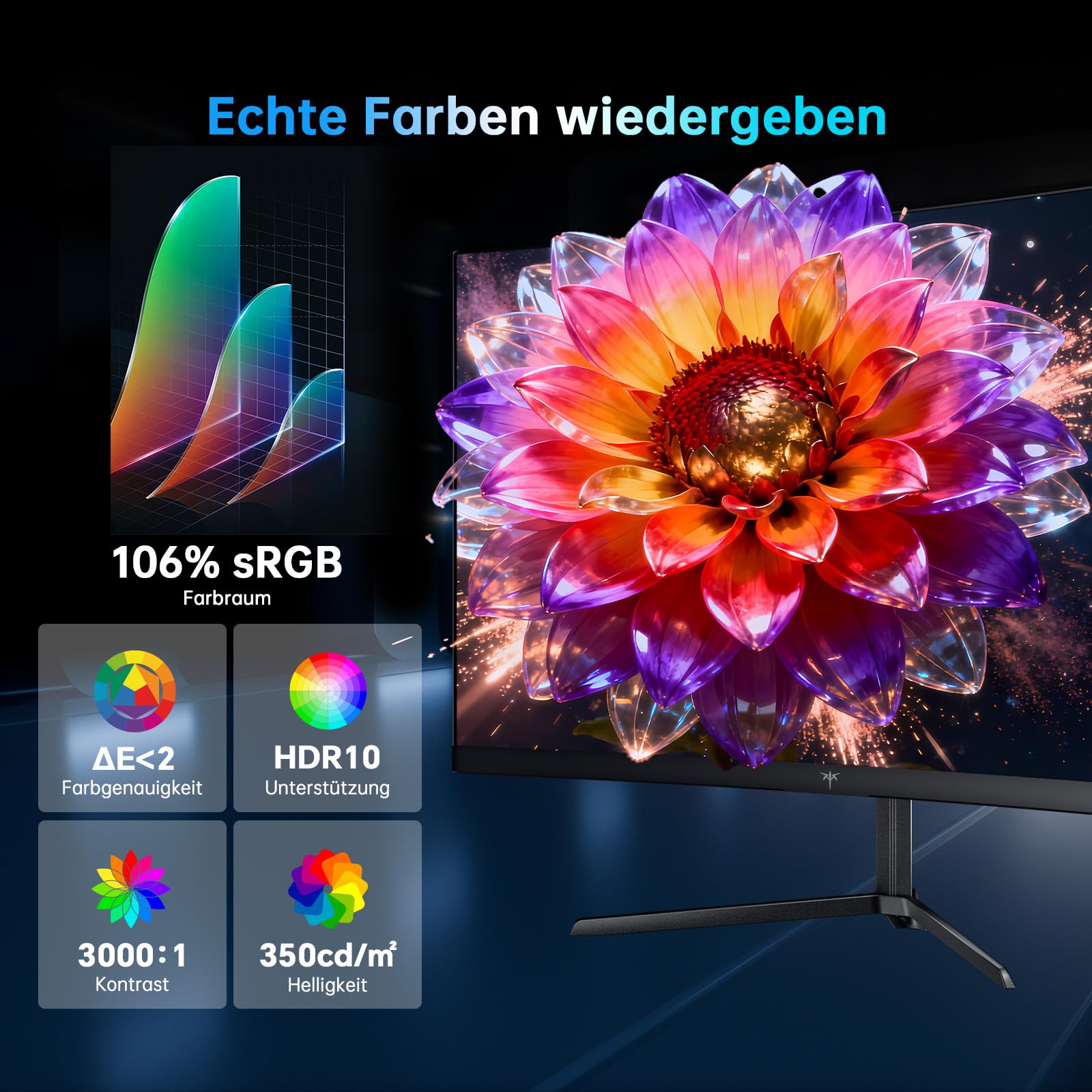 KTC Gaming Monitor 24 Zoll, FHD 1920×1080, 240Hz, 1500R Curved VA Panel, 3000:1 Kontrast, FreeSync, Low Blue Light, DC Dimming, VESA 100×100 mm 5
