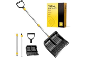 KYX 18.5" Wide Snow Shovel with Stainless Steel Wear Strip & D-Shape Handle, Heavy Duty Snow Shovel for Driveway, Sidewalk, Garden, Yard Snow Removal