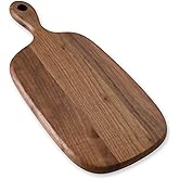 Muso Wood Small Cutting Board with Handle, Walnut Wooden Chopping Boards for Bread, Vegetables & Fruits, Dinner Cheese Board with Hole(15.2x7.3 Inches)