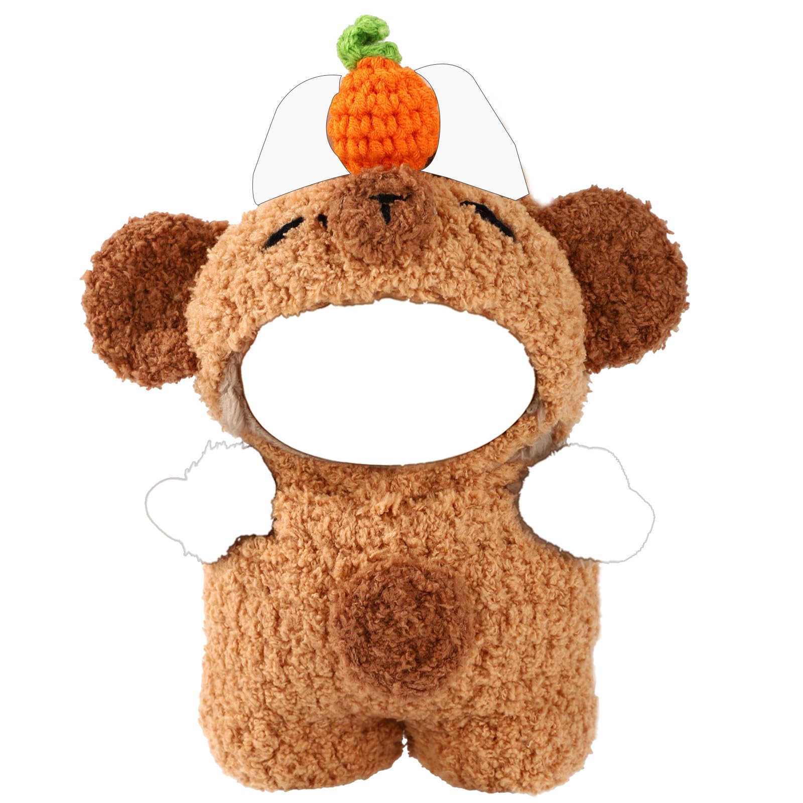 Lyreh 17cm Doll Clothes Set, Handmade Capybara Outfit for Dolls Include Pants Hat Cartoon Designer Accessories for 15cm & 17cm Toy Figure Decoration (Khaki)