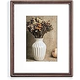RICHFOCUS 8x10 Picture Frame, Natural USA-Sourced Solid Walnut Wood Picture Frame with Tempered Glass, Handcrafted Rounded Corner 8 by 10 Wooden Frame Matted to 5x7 Photo for Wall & Tabletop Display