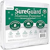 SureGuard Queen Size Mattress Protector - 100% Waterproof, Hypoallergenic - Premium Fitted Cotton Cover - Smooth