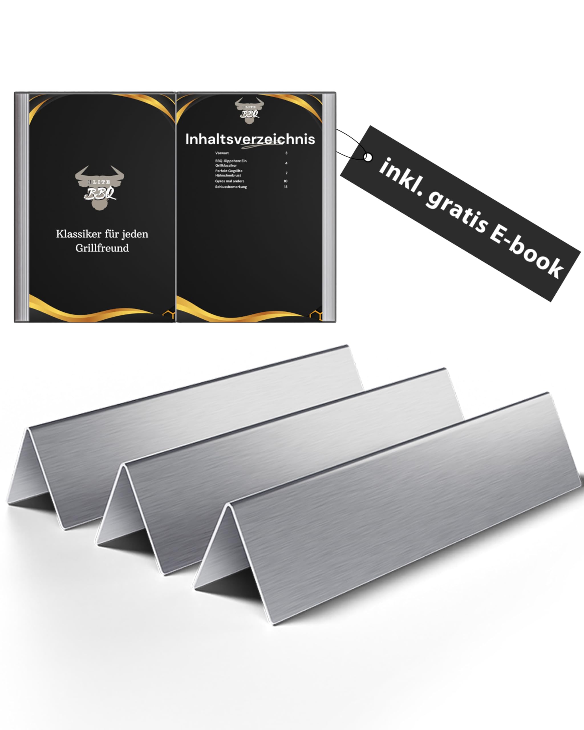 Elite BBQ 1.5 mm Solid Burner Cover Aroma Rails for Weber Spirit 210 220 from 2013, Flavorizer Bars Weber Spirit Gas Grill Spirit 210 Replacement Parts 7365 Heat Reflector Spirit I & II E210 E220 S210