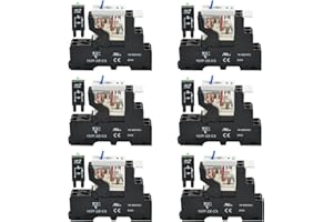 ZJWZJH UL Listed 6 Pcs 8-Amp Electromagnetic Relay 24V DC Relay DPDT 2NO 2NC 8Pin Socket Base with Indicator Light Module and Test Button