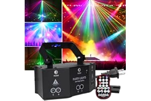 HZKJNEW 9 Eyes DJ Disco Light, RGB Party Stage Lights by Remote and DMX512 Control, Sound Activated LED Pattern Strobe Lights for Parties Live Light Show Xmas Bar Club Disco Dancing