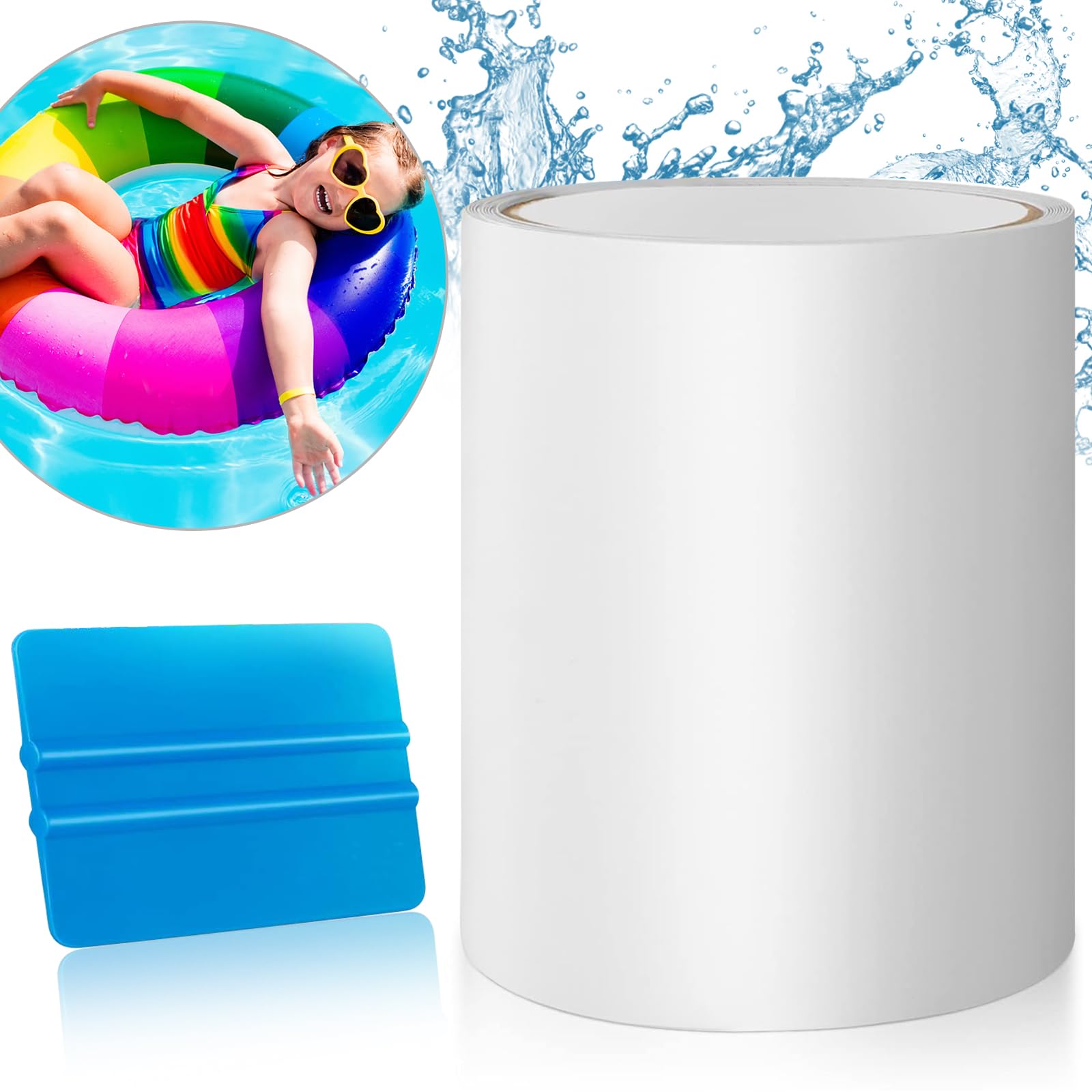 JINYJIA Swimming Pool Repair Kit, Patches for Above Ground Pool, Transparent Sealing Tape, 10 cm x 150 cm, Repair Kit for Pool Surfaces, Water Mattresses, Air Mattresses, etc.