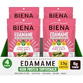 Biena Edamame Beans Snack - 13g of Protein, 5g of Fiber, High Protein, Low Calorie Snack - Healthy Office Snacks For Adults and Kids, Crunchy Edamame, Vegan, Low Carb, Gluten-Free, Himalayan Pink Salt, 4 pk, 4.75oz Bag