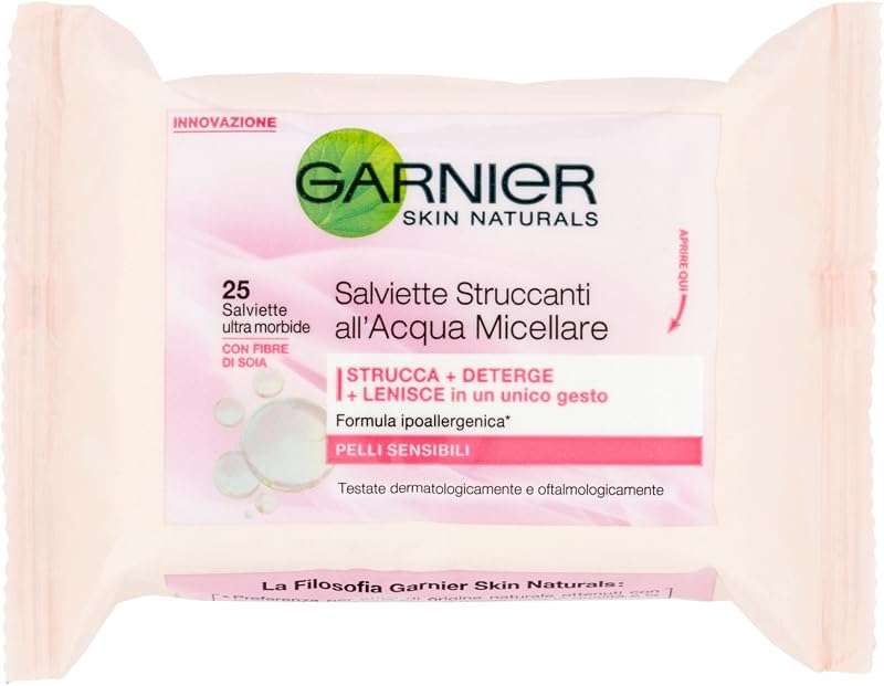 Garnier Micellar Cleansing Wipes 25 Sheet Makeup Remover Gentle Sensitive Skin