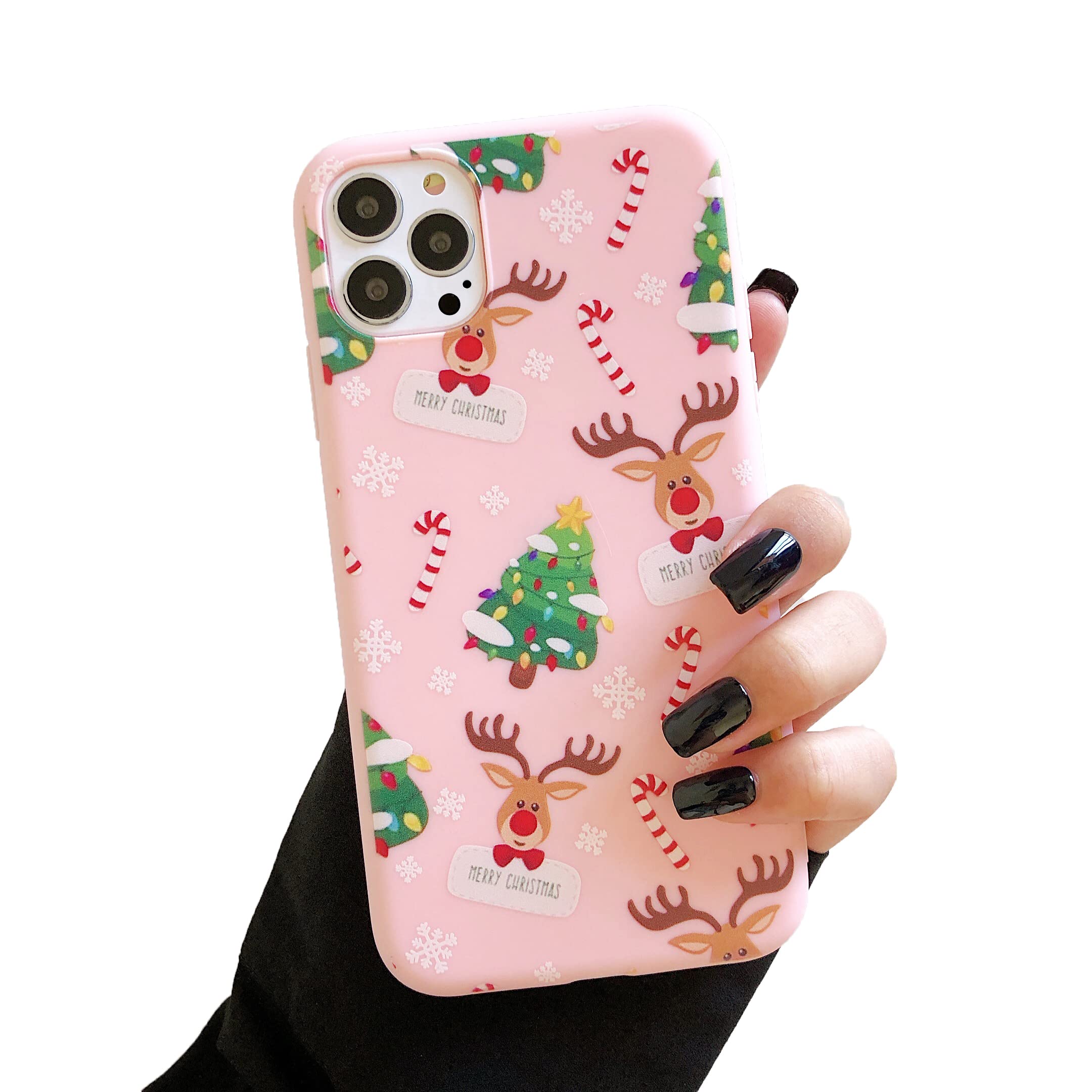 ZTOFERA TPU Case for iPhone 12 Pro Max 6.7 inch, Cute Christmas Design Soft Silicone Case, Slim Light-wight Protective Bumper Cover for iPhone 12 Pro Max (6.7") - Pink