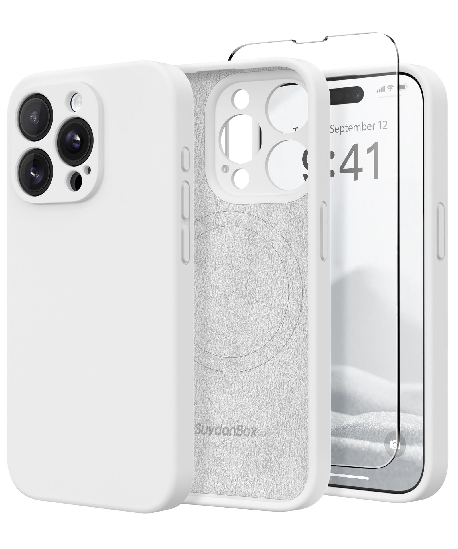 Photo 1 of SuydanBox Magnetic for iPhone 12 Pro Max Case, Compatible with MagSafe, [Full Camera Protection][Screen Protector] Silicone Shockproof Protective Phone Case for iPhone 12 Pro Max 6.7", White