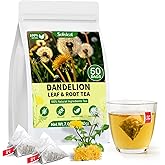 Dandelion Leaf and Root Tea Bag, Natural Dandelion Roasted Herbal Detox Teabag for Liver & Kidney Health, Support Digestion Dandelion Root Tea, Caffeine Free, No Additives(50 Teabags)