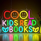 Cool Kids Read Books Neon Sign for Wall Decor Dimmable Read Book Neon Light for Classroom LED Light Up Reading Sign for Bookstore Library Museum Study Room Birthday Gifts Size13.7 * 8.5In(WZCP345)