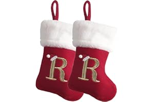TWSANTAMAS Monogram Mini Christmas Stockings Super Soft Plush Christmas Personalized Stockings Embroidered Letters（ 2-Pack）