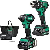 Metabo HPT 18V Cordless Brushless Drill Impact Driver, KC18DEXQB | Power Tool Combo Kit, 2 Lithium-Ion Batteries Included, High Torque Output, Compact Lightweight Design