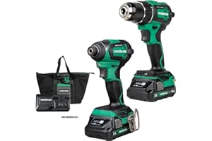 Metabo HPT 18V MultiVolt Cordless Brushless Driver Drill & Impact Driver Combo Kit, Power Tool Kit, 2 Lithium-Ion Metabo HPT Batteries and Charger, High Torque, Compact Lightweight Design, KC18DEXQB