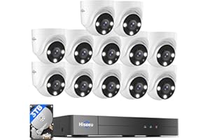 Hiseeu 16 Channel 3K Wired Security Camera System with Smart Dual Light,Audio,Person/Vehicle Detection,121°Wide View,5MP 16CH DVR,12PCS 5MP IP67 Outdoor CCTV Cameras,3TB HDD for 24/7 Surveillance