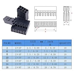 Glarks 700Pcs 2.54mm 1/2/3/4/5/6/7/8 Plug Connector