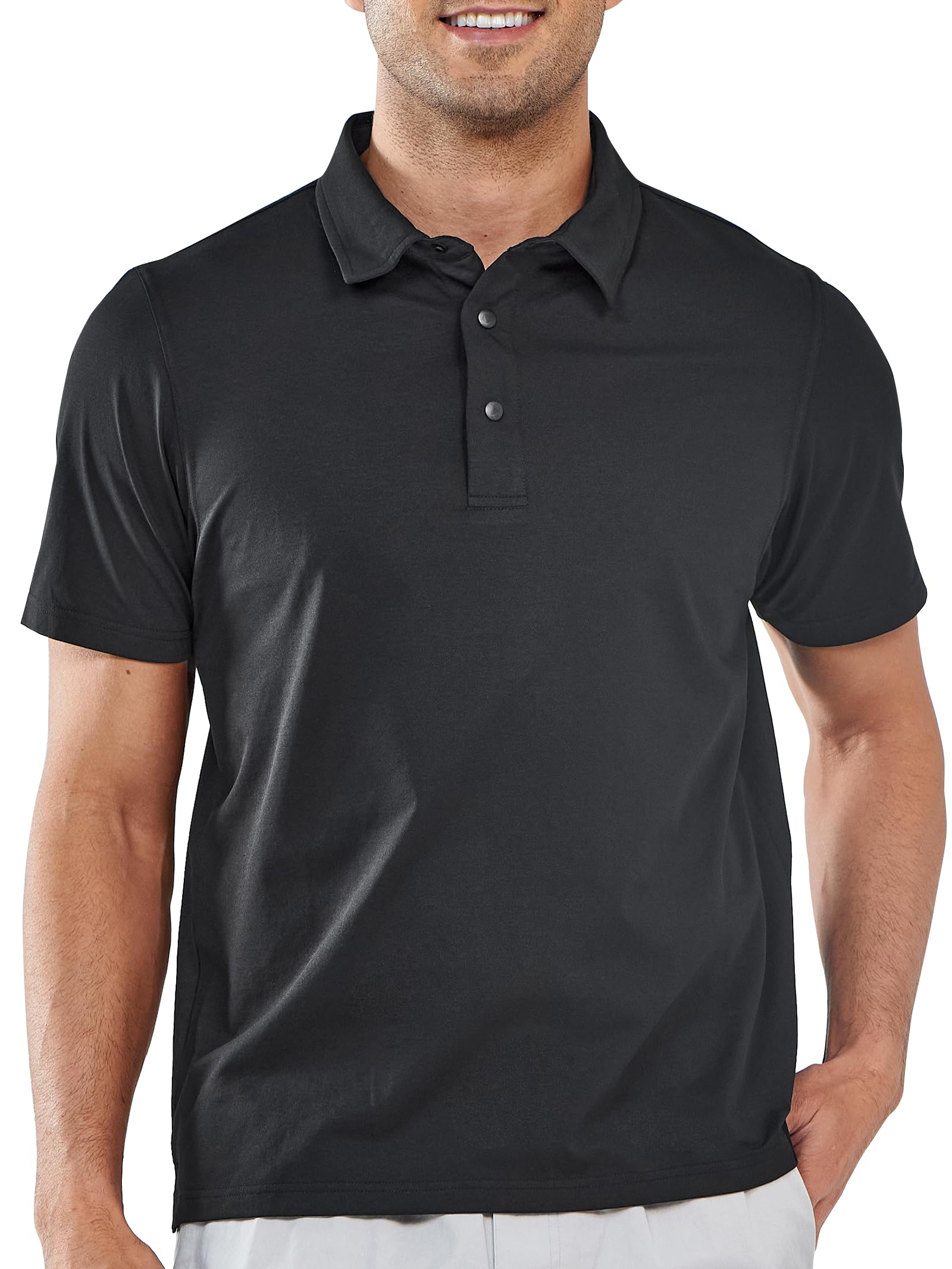 Photo 1 of NORTHYARD Men's Polo Shirts Short Sleeve Dry Fit Golf Shirts Moisture Wicking Collared Work Tennis Polos Black L
