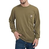 Kecols Men's Loose Fit Heavyweight Work Long Sleeve T-Shirts Comfort Pocket Tee(Regular&Tall)