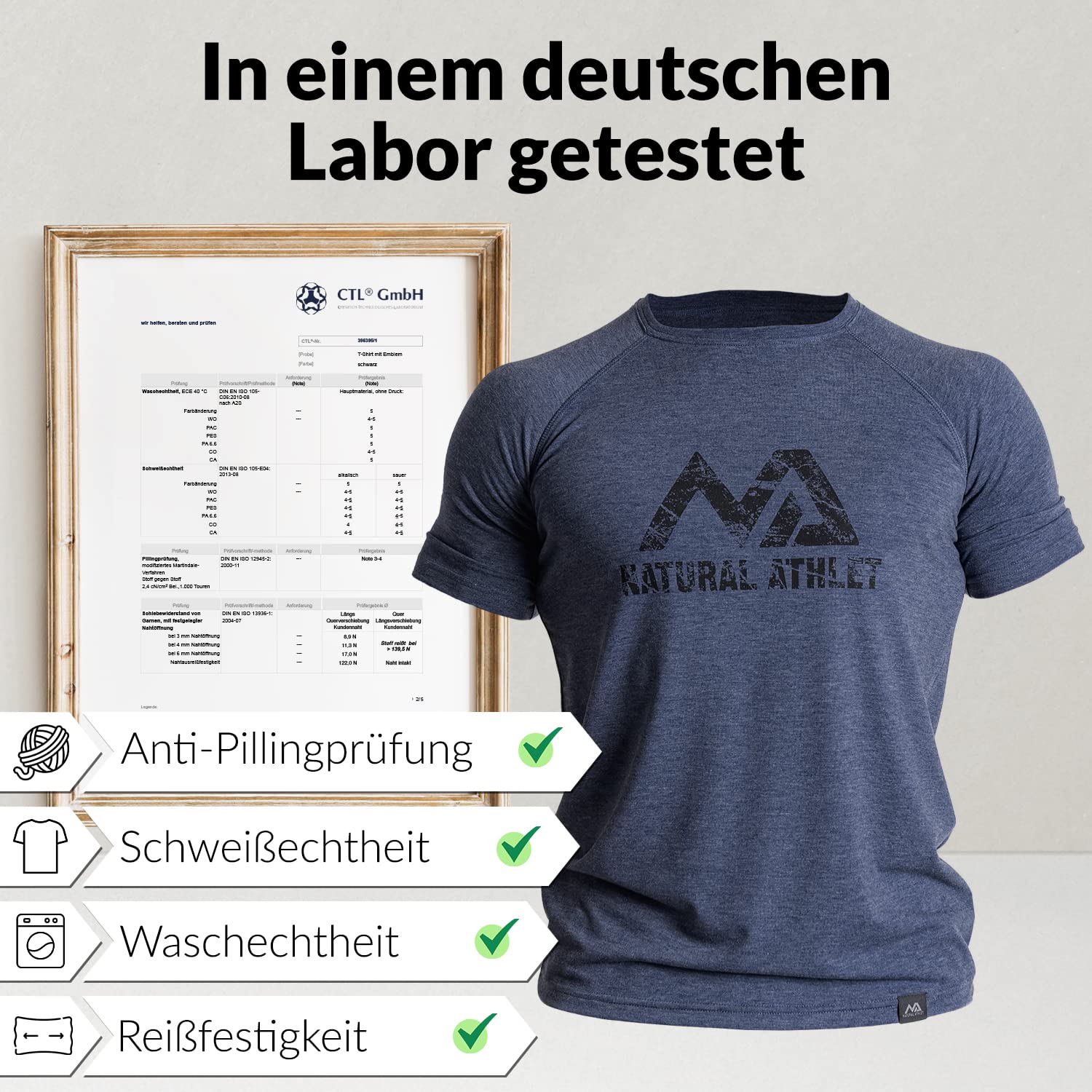 Natural Athlet Slim-Fit Fitness Tshirt für Herren – Enges & langes schnelltrocknendes Männer Kurzarm Gym T-Shirt – für Sport, Gym, Fitnessstudio, Workout, Bodybuilding und Krafttraining – Blau 5
