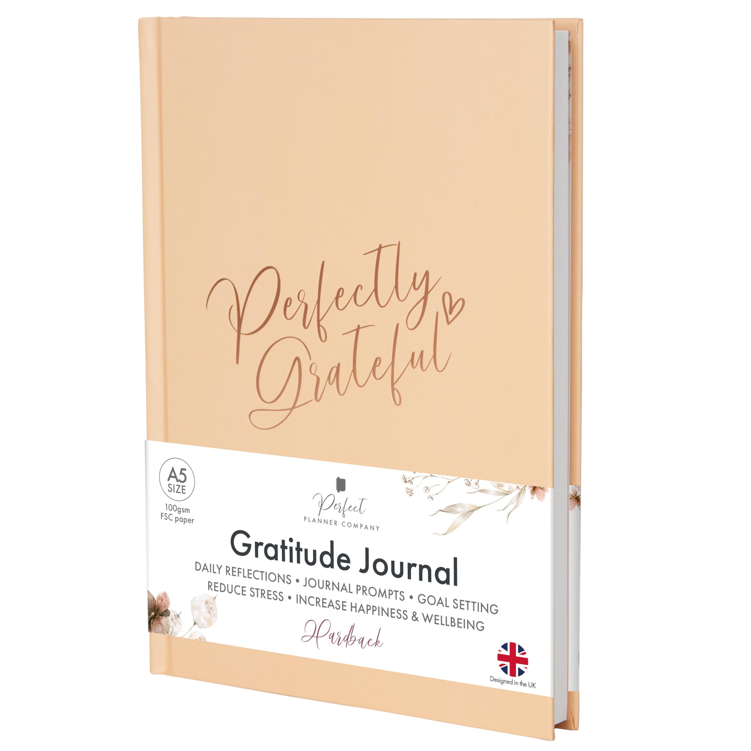 Gratitude Journal - For Gratitude and Daily Reflections - Selfcare Journal for Women and Teenagers - Reduce Stress and Overwhelm. Peach Blush by Perfect Planner Company