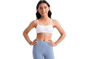 CRZ YOGA Girls Butterluxe Adjustable Spaghetti Strap Sports Bra - Yoga Athletic Casual Scoop Neck Crop Padded Kids Teen