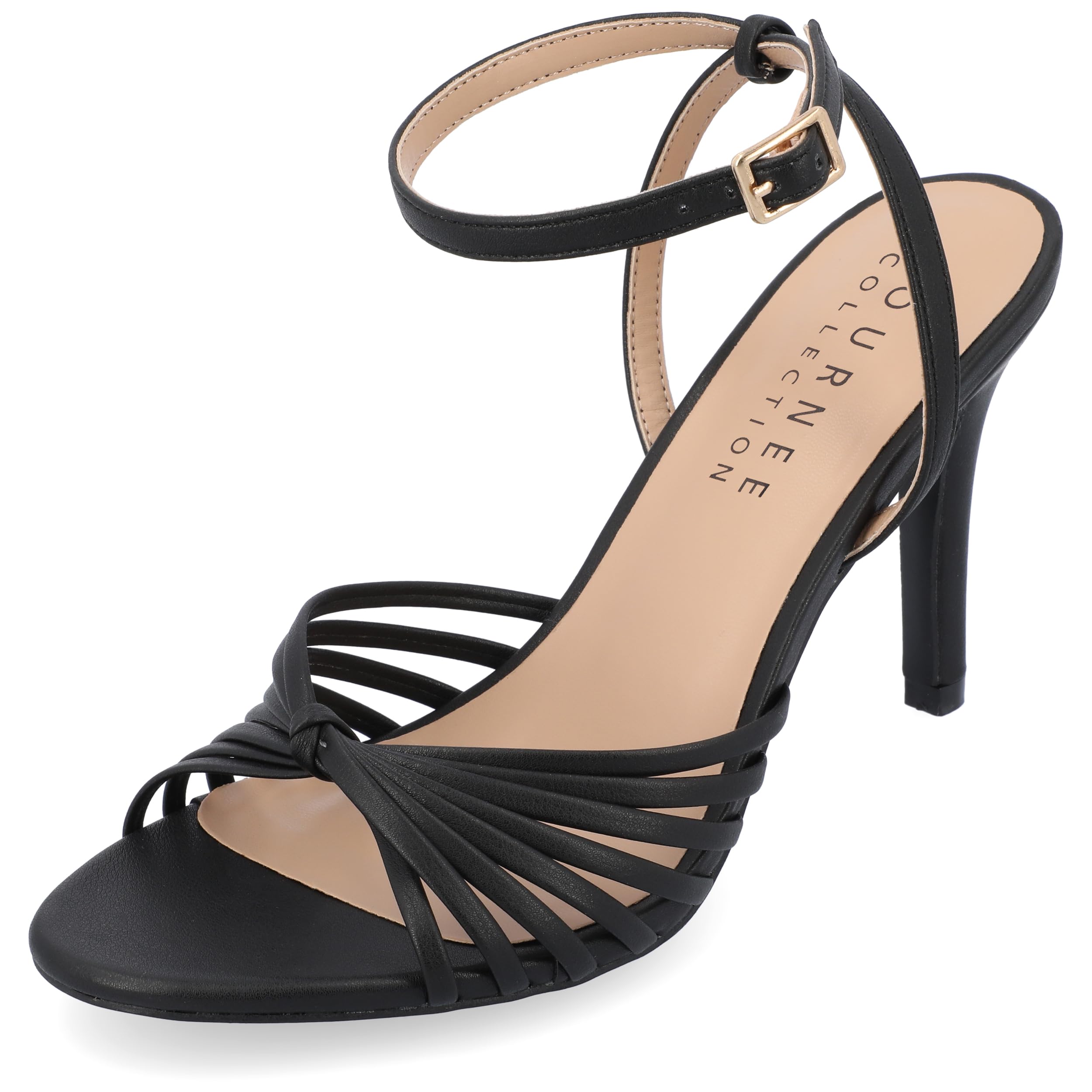 Photo 1 of Journee Womens Vanita Multi Strap Stiletto Open Toe Dress Sandals Black, 10